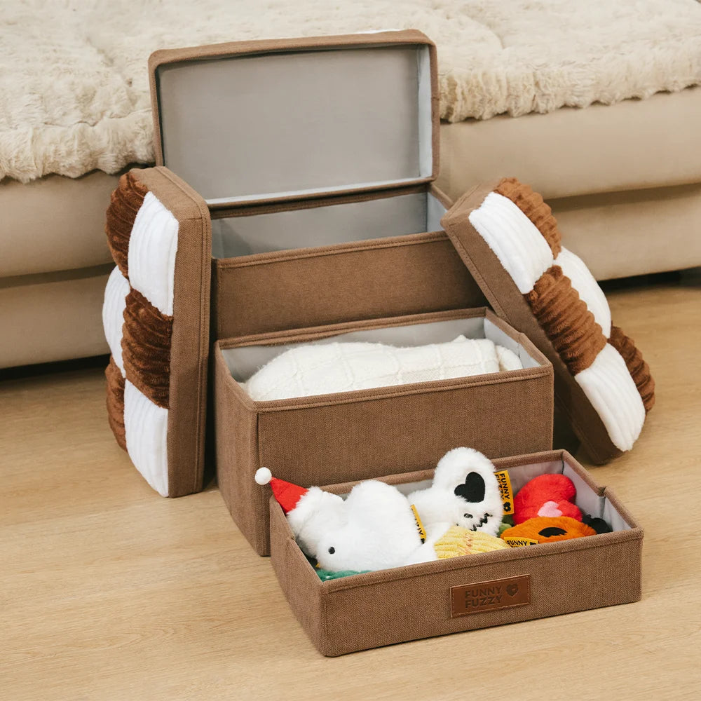 Detachable Chessboard Plaid Handcrafted Dog Stairs with Storage - Foldable Steps