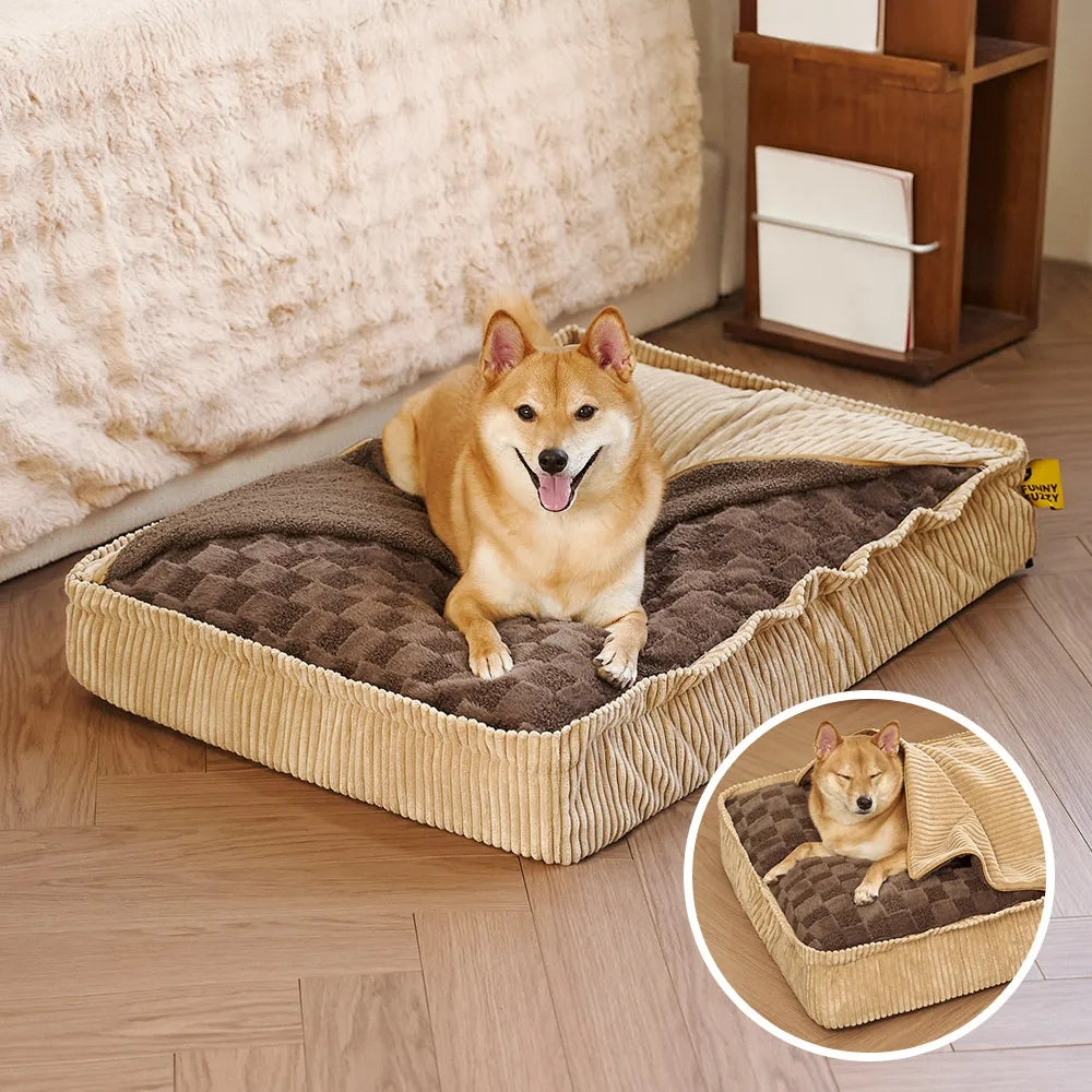 Fluffy Warm Detachable Orthopedic Dog Bed- Checker Cocoon