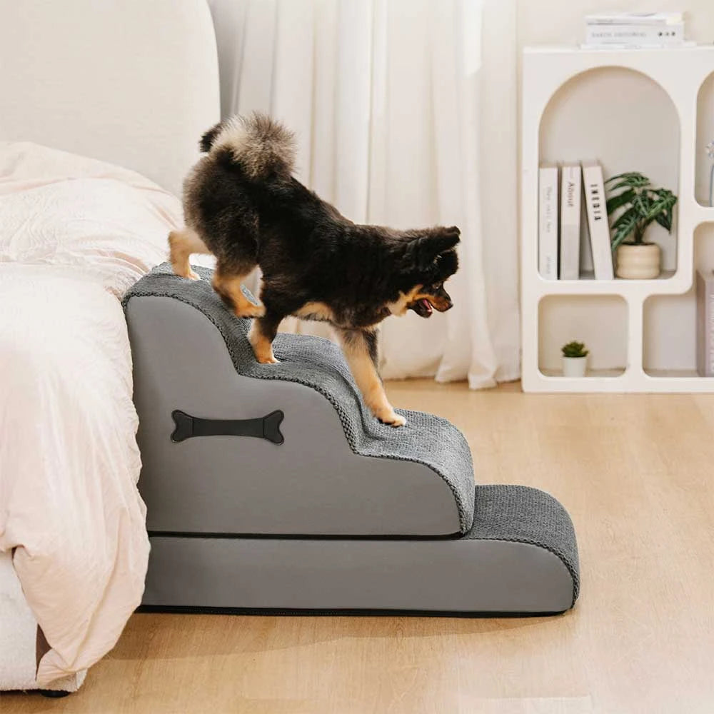 Adjustable Non-Slip Washable Soft Dog Stairs with Gentle Ramp