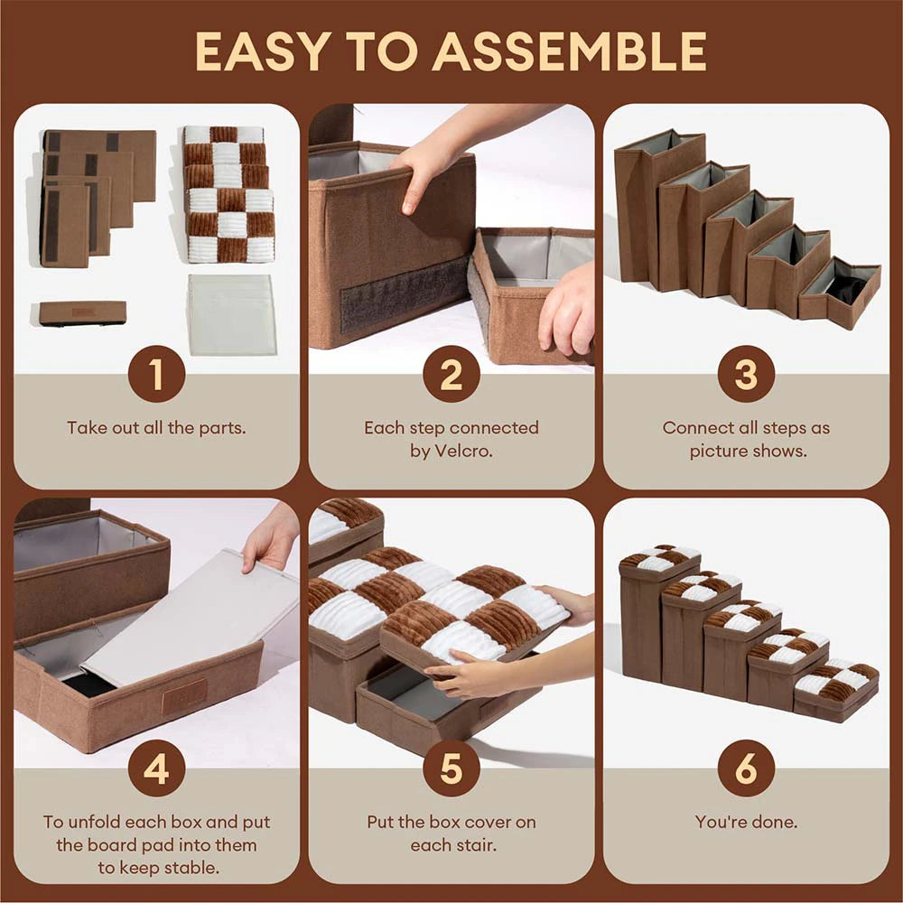 Detachable Chessboard Plaid Handcrafted Dog Stairs with Storage - Foldable Steps