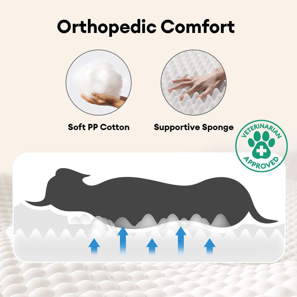 Plush Warm Stripe Orthopedic Dog & Cat Sofa Bed With Pillows- Grove Couch