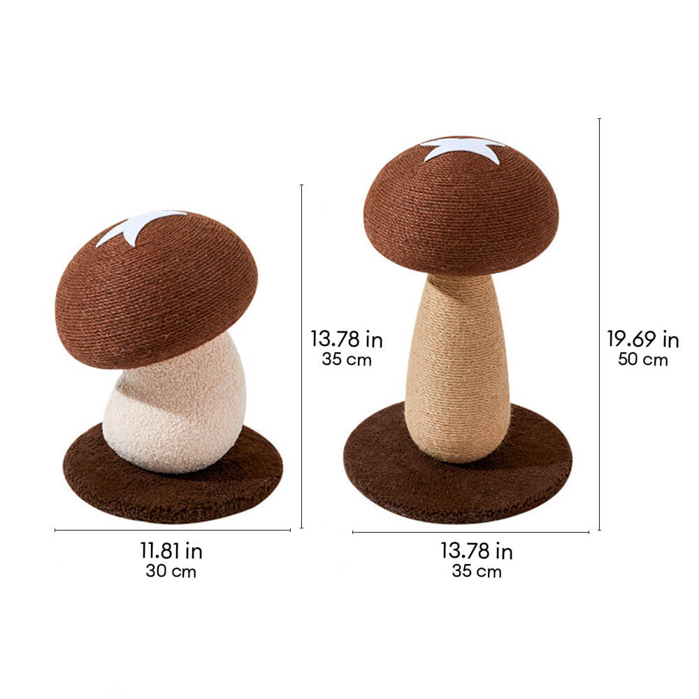 Handcrafted Mushroom-Shaped Natural Sisal Scratching Post for Large Cats