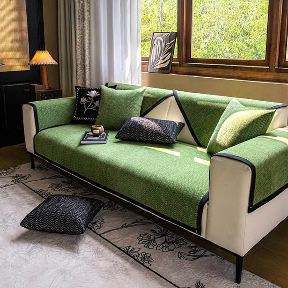 Chenille Anti-Slip Cat-Scratch Resistant Wavy Texture Premium Couch Cover