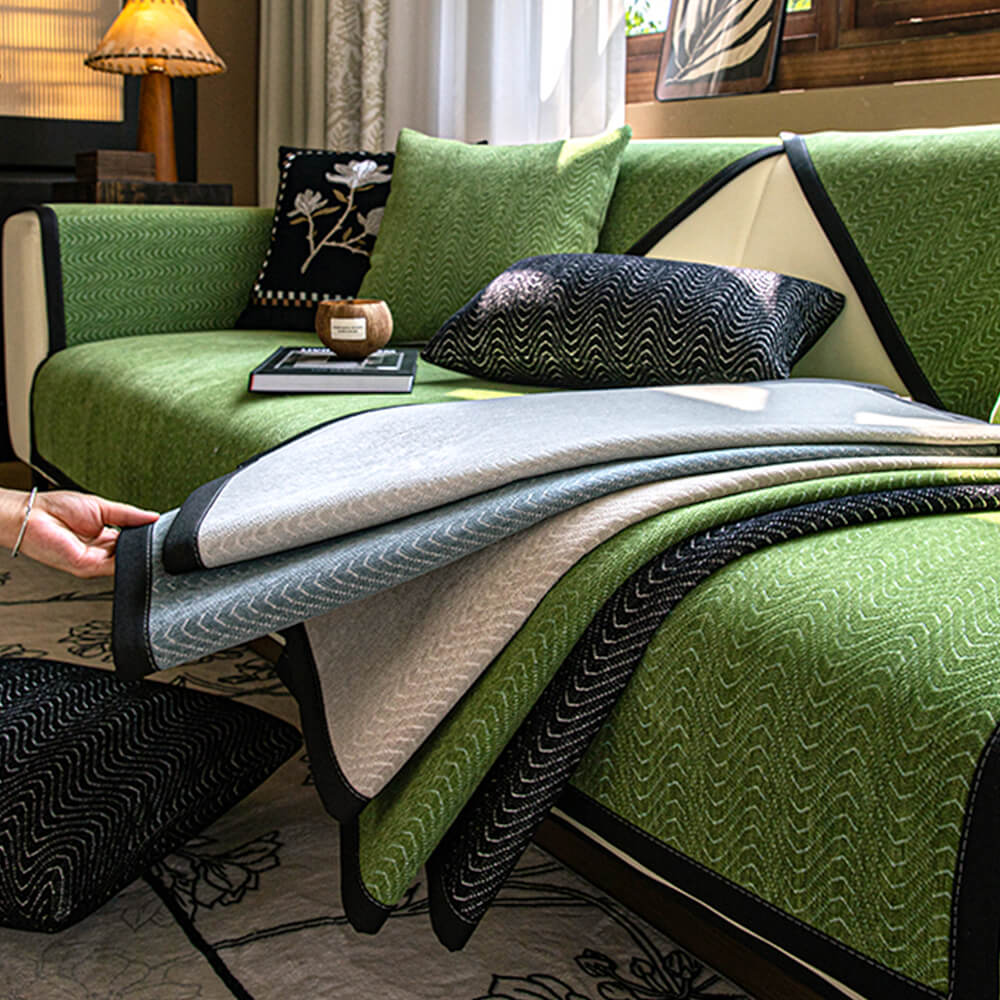 Chenille Anti-Slip Cat-Scratch Resistant Wavy Texture Premium Couch Cover