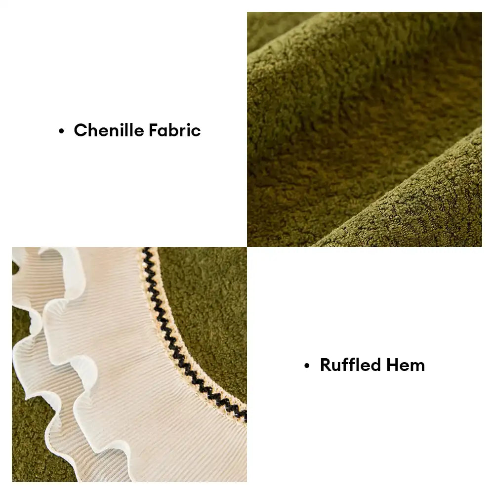 Elegant Soft Chenille Non-Slip Couch Cover with Ruffled Skirt