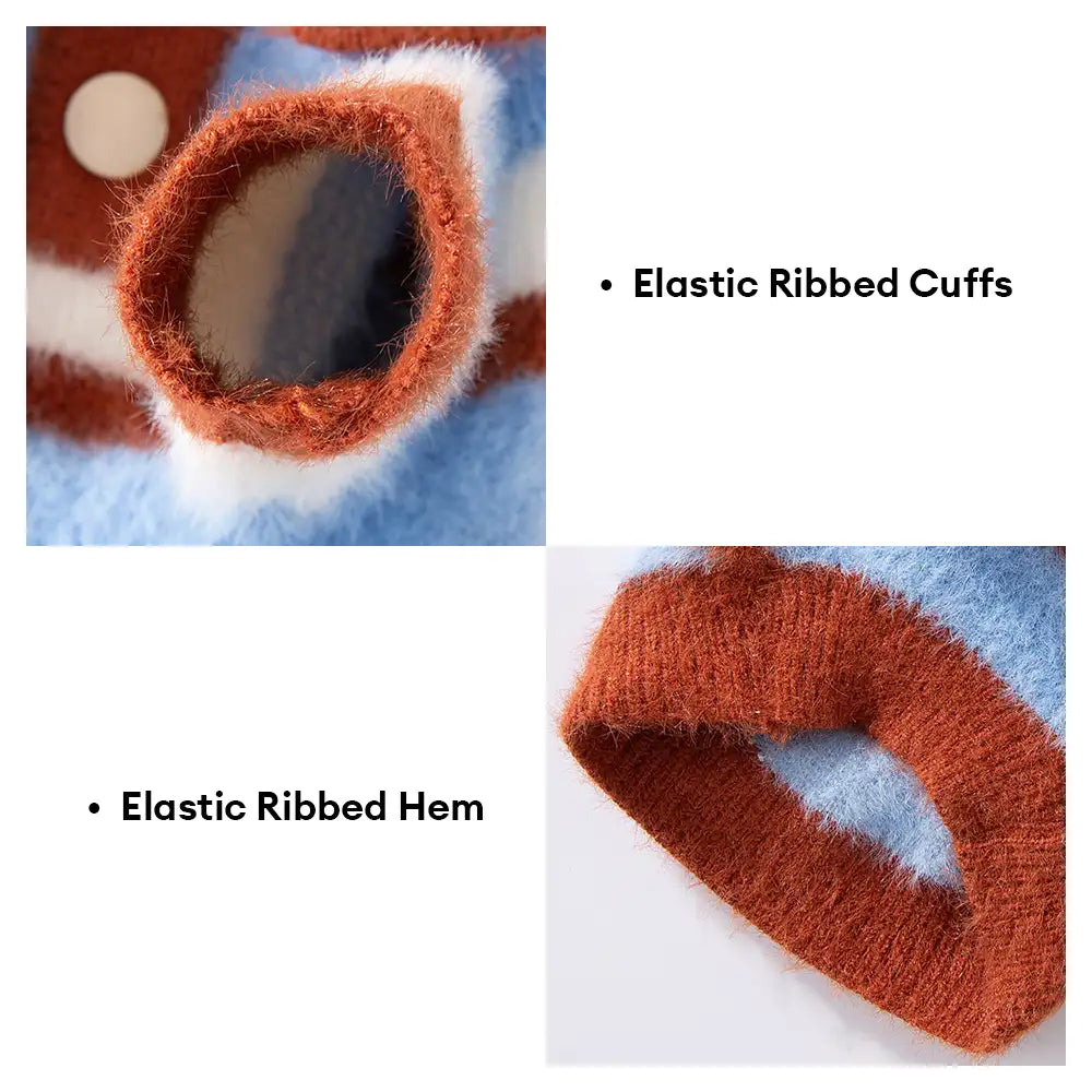 Faux Wool Color-Block Dog Sweater with Striped Collar for Dachshunds