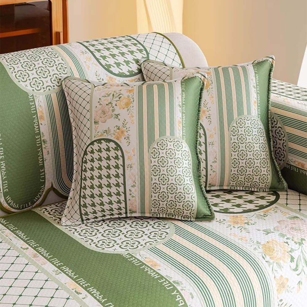 Floral Chic Sofa Decoration Protection Wave Edge Non-Slip Couch Cover