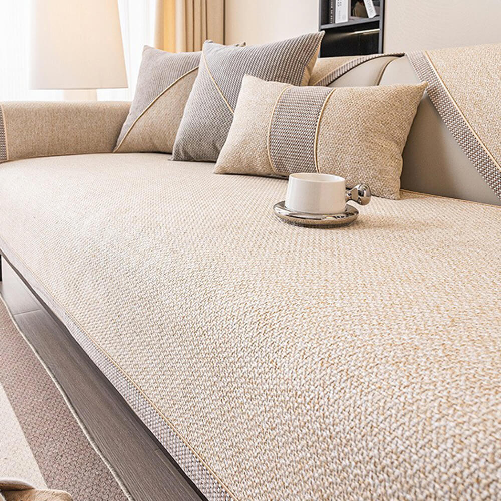 Breathable Woven Cotton Linen Non-Slip Couch Cover