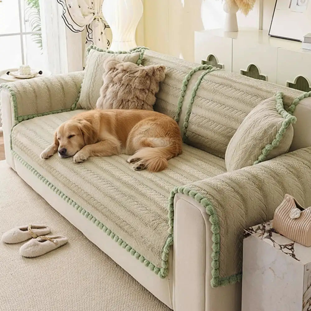 Lazy Chic Plush Winter Sofa Protector Skin-Friendly Couch Cover
