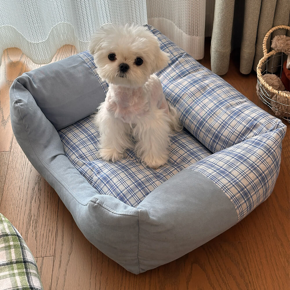 Gingham Leisure Removable Thickened Bolster Dog & Cat Bed