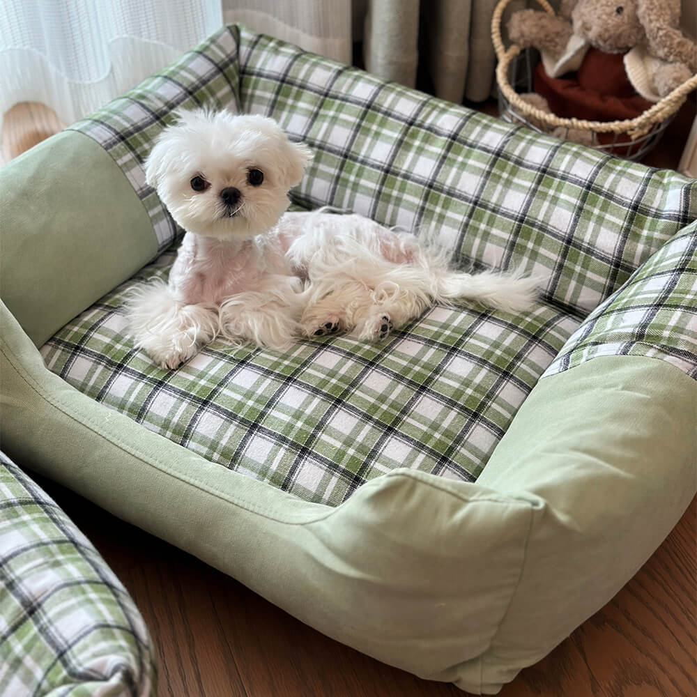 Plush Gingham Orthopedic Anti-Slip Washable Dog & Cat Bed