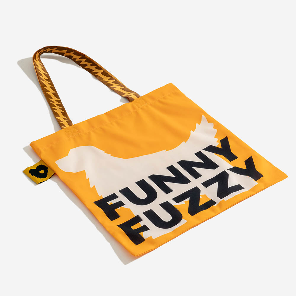 FUNNYFUZZY Recycled Foldable Canvas Tote Bag-Wagging Tails