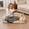 Fluffy Stripe Washable Orthopedic Dog & Cat Sofa Bed - Latte Nooki