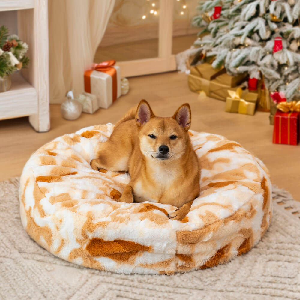 Cloudy Fluffy Calming Donuts Round Dog Beds