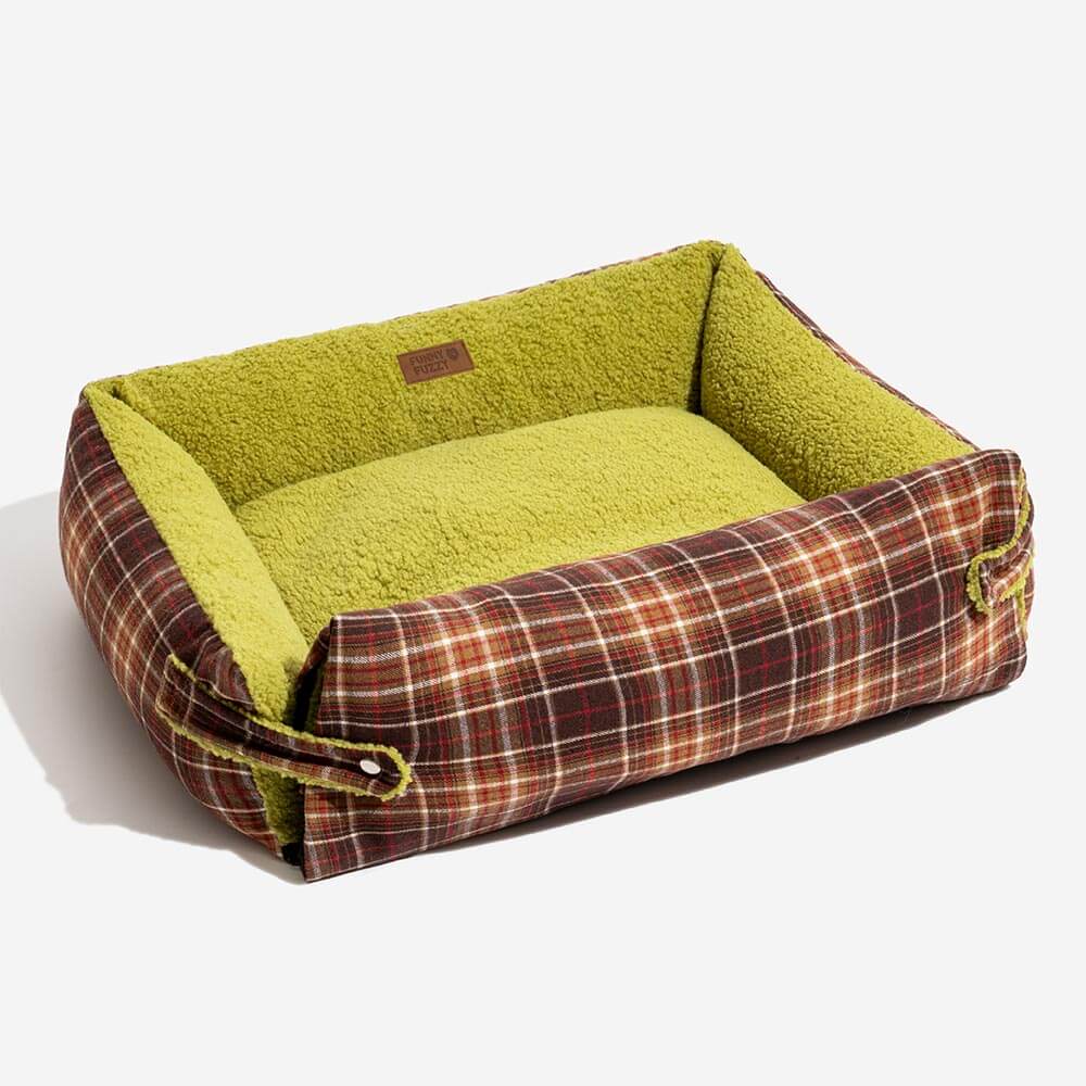 Large Washable Vintage Tartan Folding Blanket Dog Beds - Avocuddle