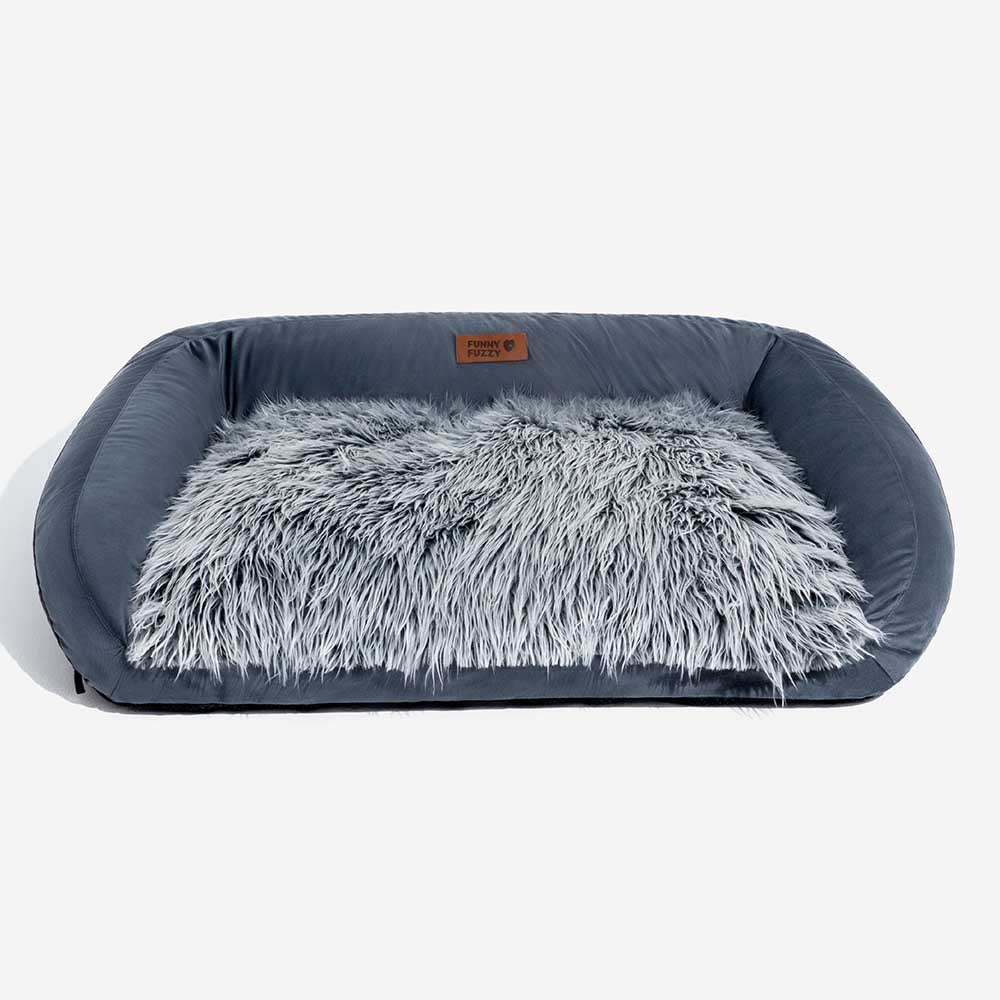 Large Washable Fluffy Cozy Bolster Dog Sofa Bed-Denim Cowboy