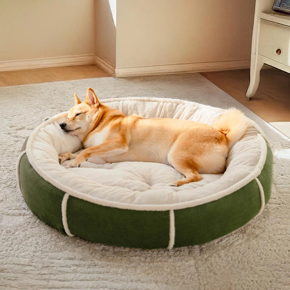 Ultra Plush Corduroy Anti-Anxiety Donut Dog Bed