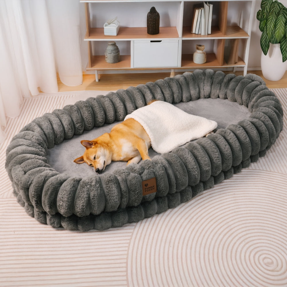 Creamy Plush Super Large Donut Human Dog Bed - Cuddle Cradle