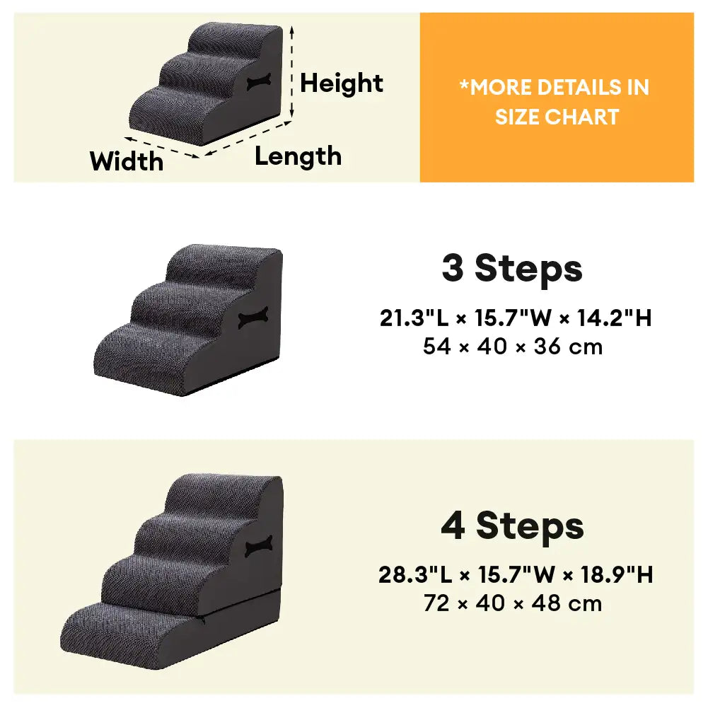 Adjustable Non-Slip Washable Soft Dog Stairs with Gentle Ramp