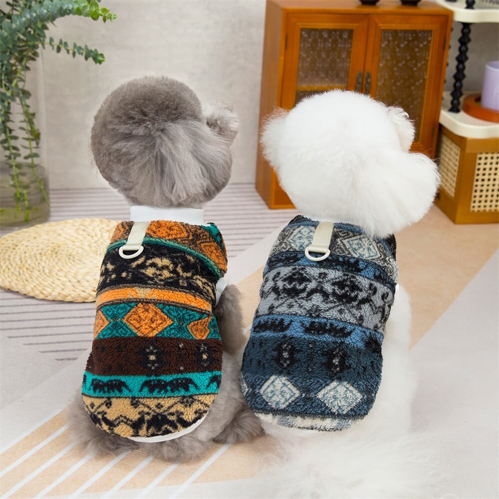 Tribal Fleece Dog Jacket – Cozy and Stylish for Cold Weather