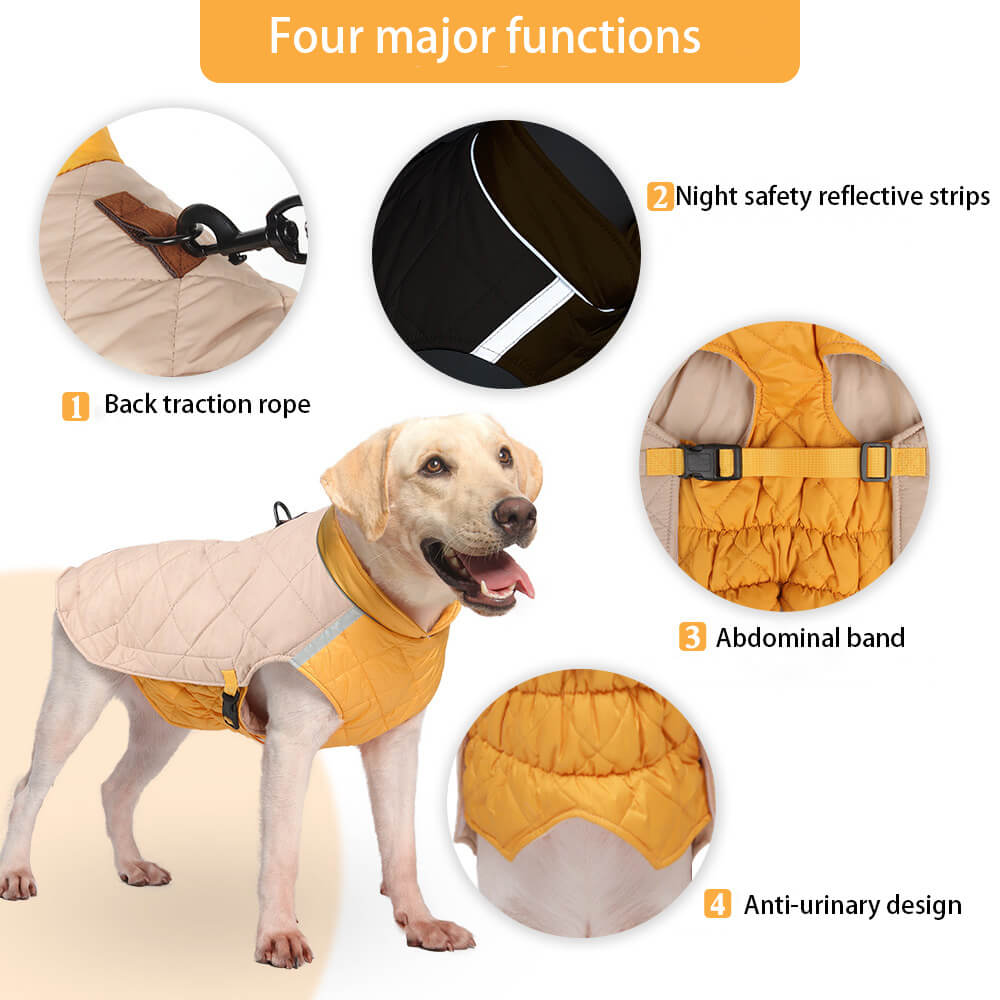 Adjustable Quilted Dog Jacket - Warm and Safe for Winter Walks