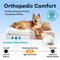 Plush Striped Cave Covered Orthopedic Dog Bed With Pillow - FluffyWarm