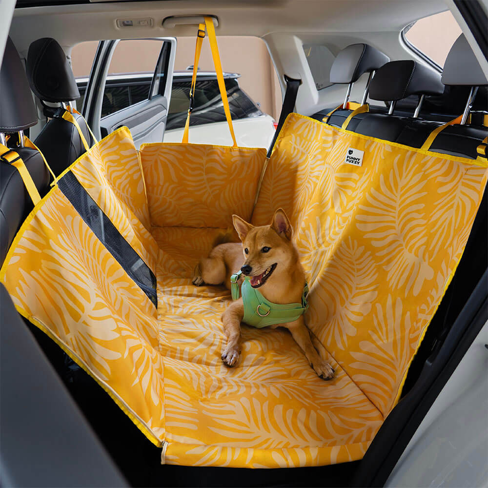 Areca Palm Print Waterproof Dog Car Back Seat Cover - Tropical Charm