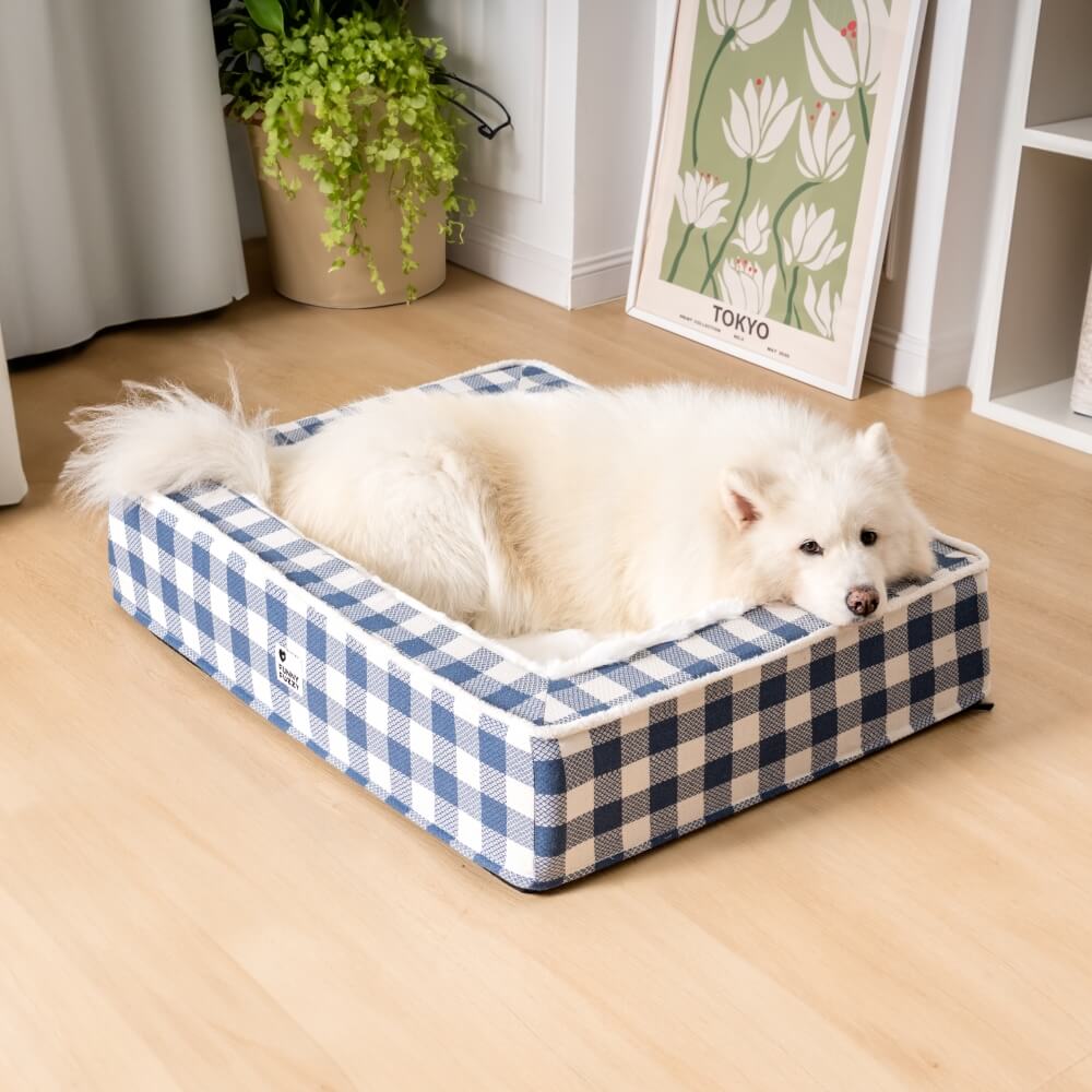 Festive Classic Tartan Cozy Dog Anti-Anxiety Calming Bed