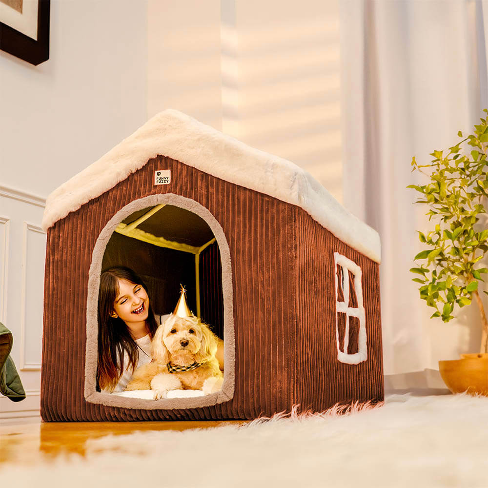 Gingerbread Snow House Pet Tent Detachable Large Dog House