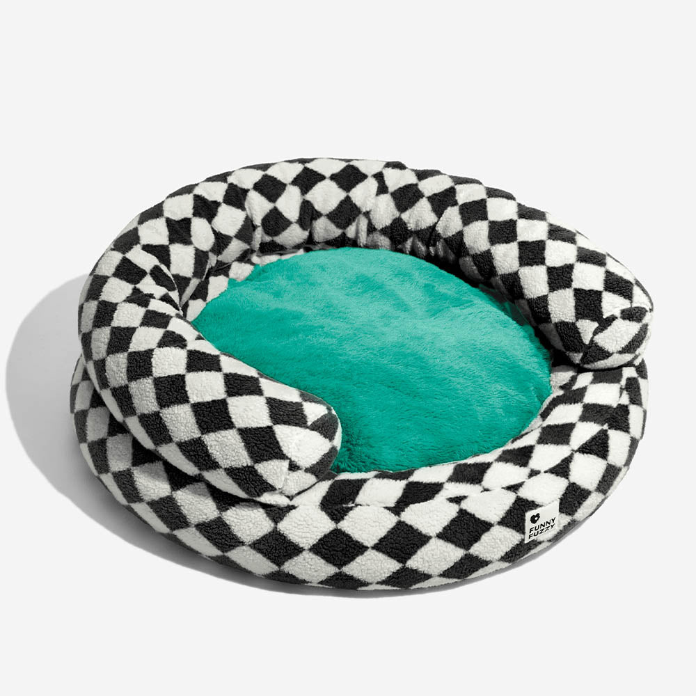 Classic Argyle Washable Bolster Donut Cat Bed - Cozy Haven