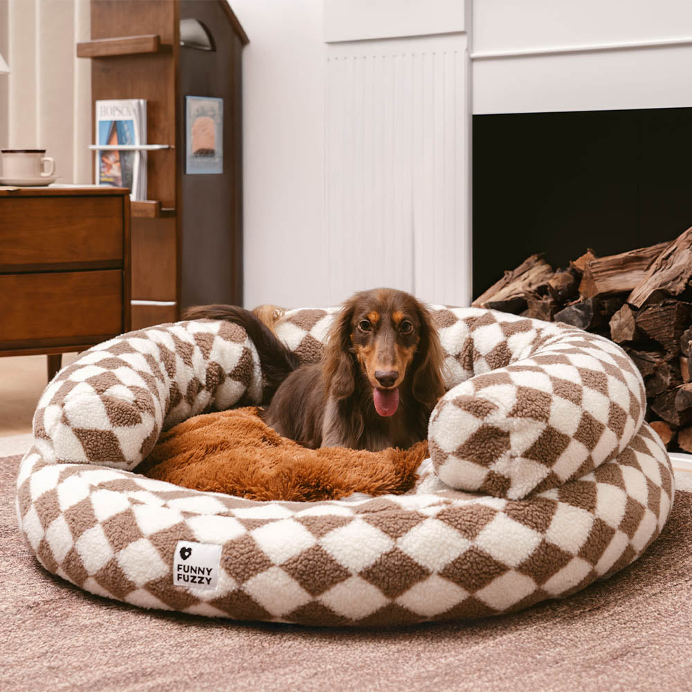 Classic Argyle Washable Bolster Donut Dog Bed - Cozy Haven