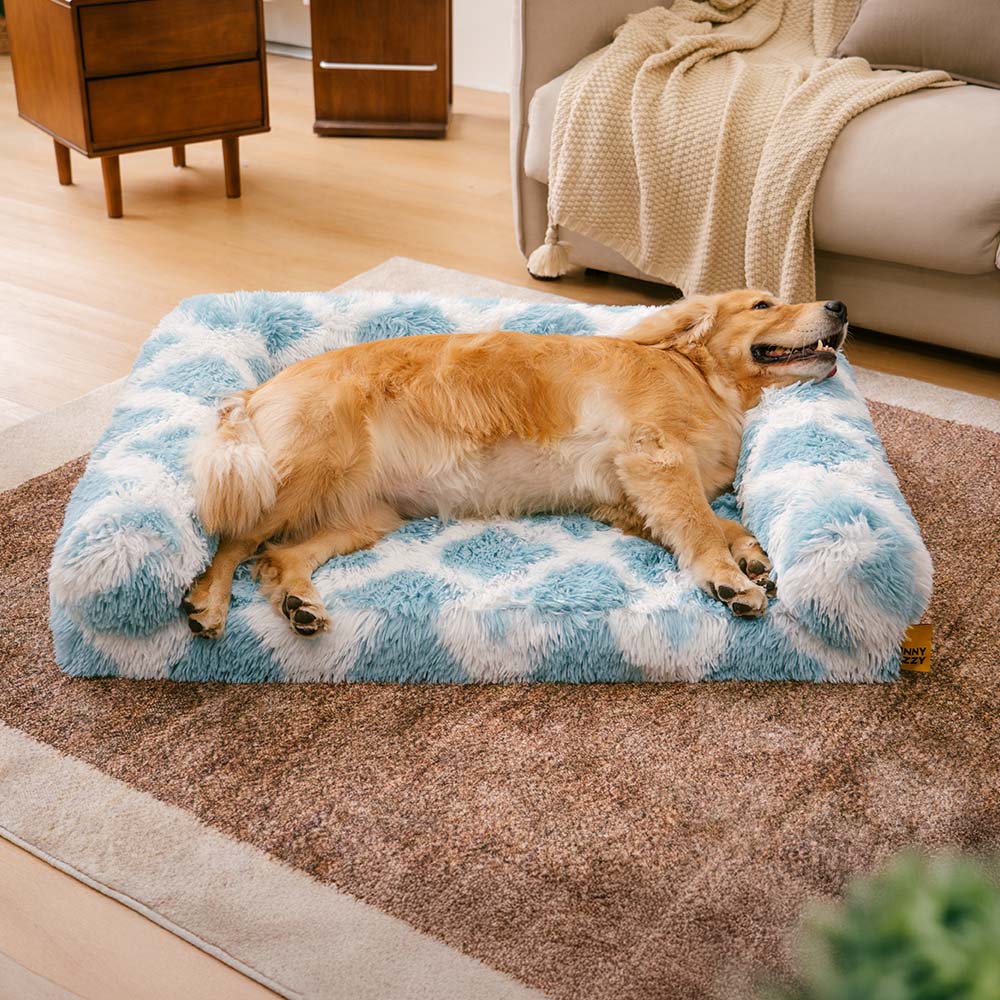 Classic Plaid Orthopedic Bolster Dog Sofa Bed - Cozy Comfort