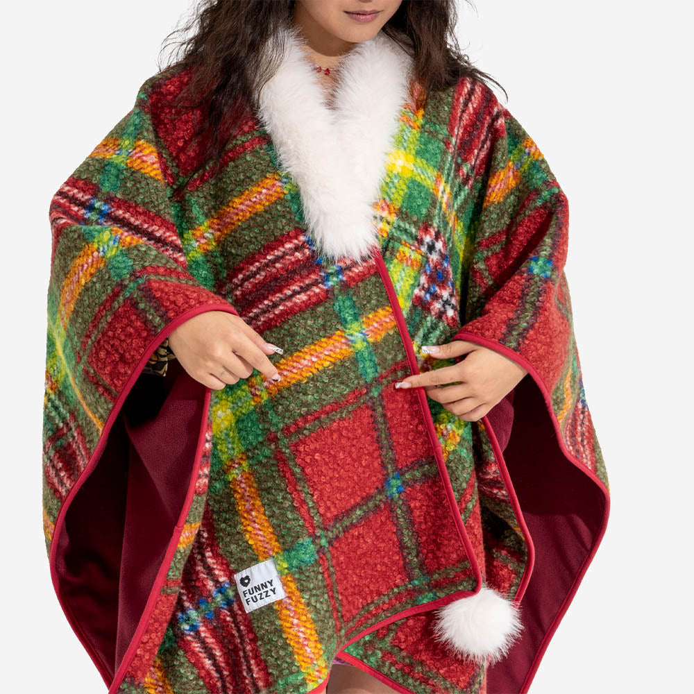 Classic Plaid Warmth Human & Dog Poncho - Festive Companions