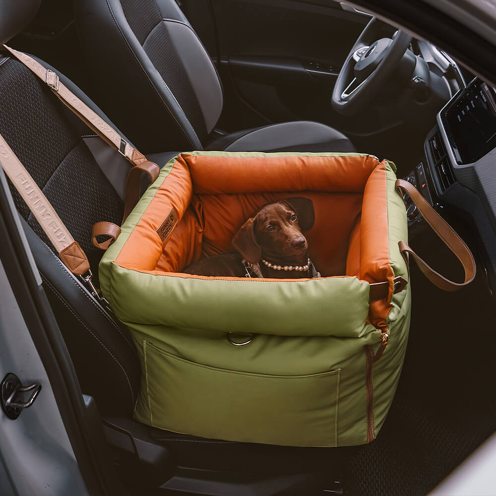 Deluxe Faux Leather Dog Car Seat Booster Bed - Urban Voyager