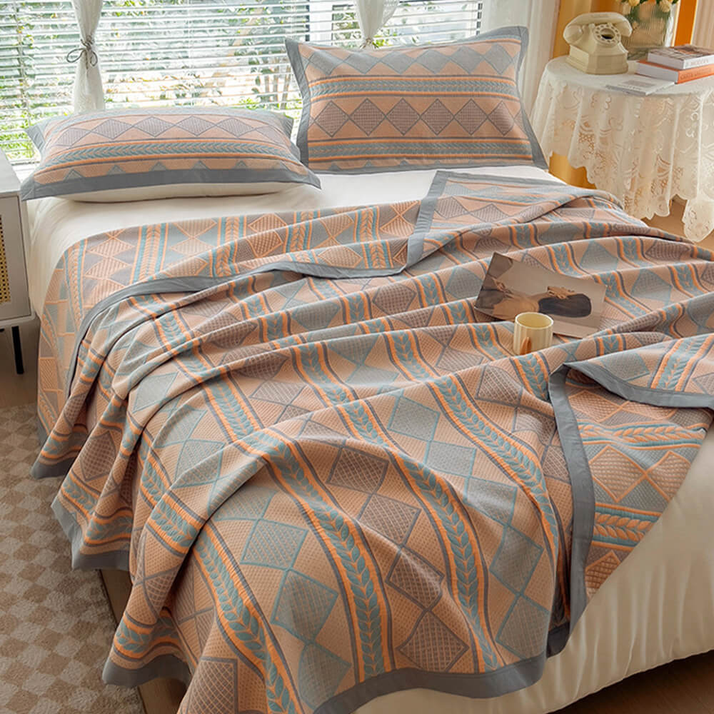 Eco-Friendly Cotton Stylish Geometric Bedspread Set