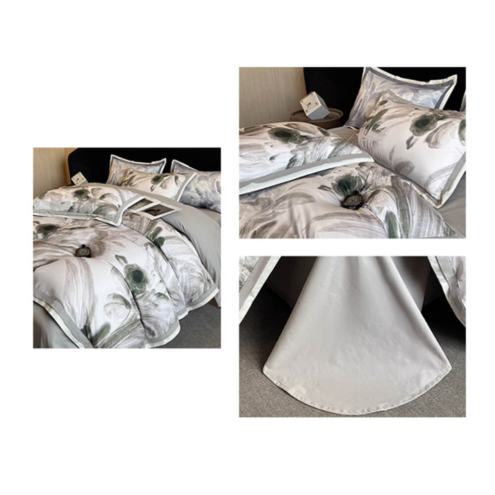 Elegant Floral Skin-friendly Brushed Cotton Bed Sheet Set