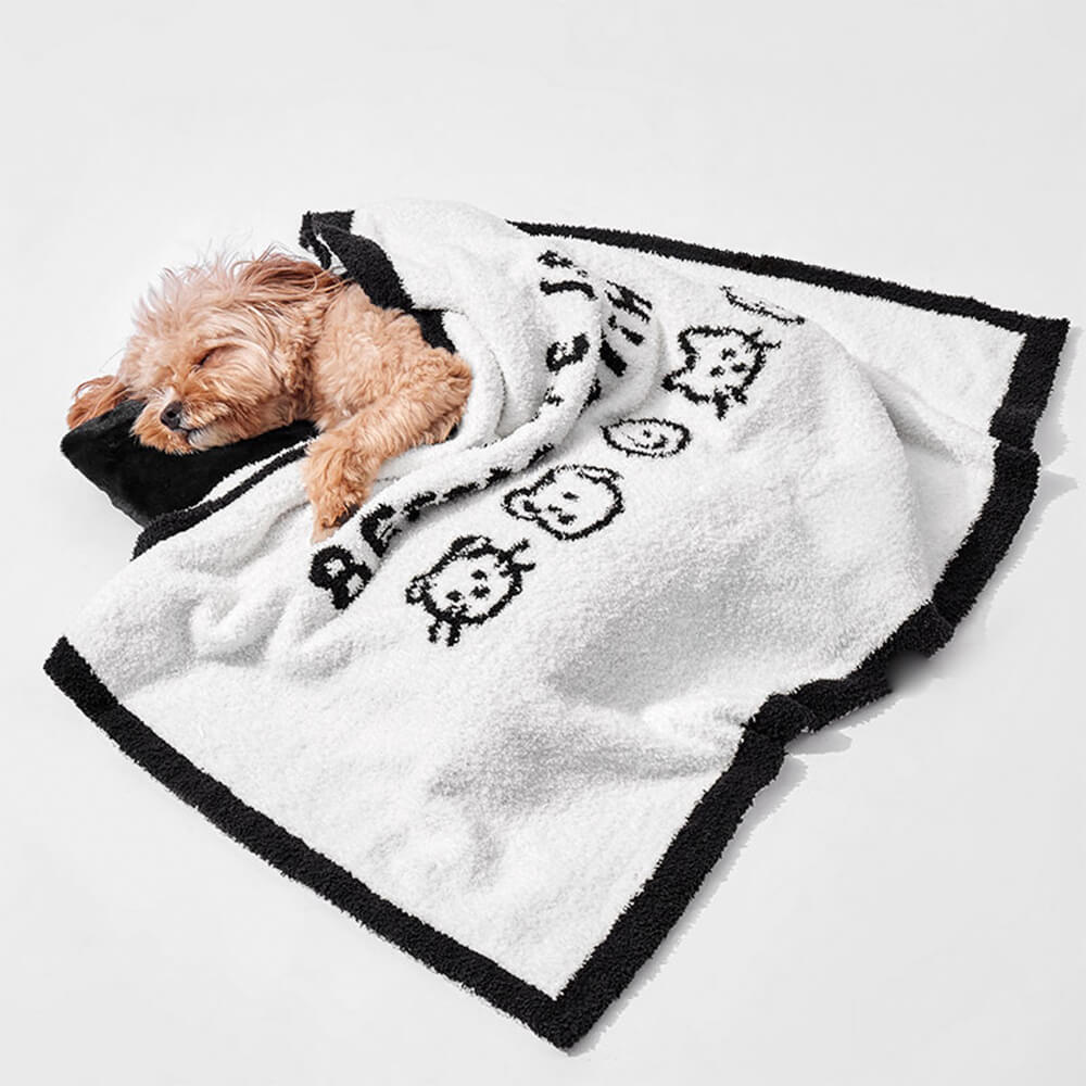 Black & White Reversible Dual-Sided Printed Dog & Cat Blanket