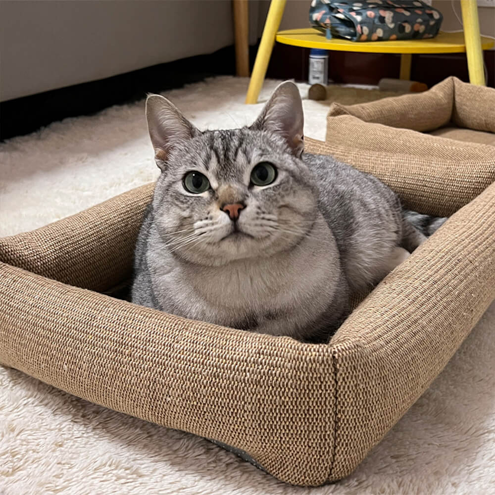 Durable Natural Jute Fiber Scratch-Resistant Cat Bed