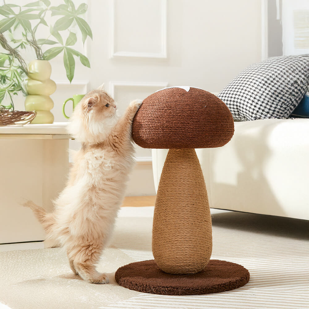 Mushroom-Shaped Natural Sisal Scratching Post for Large Cats