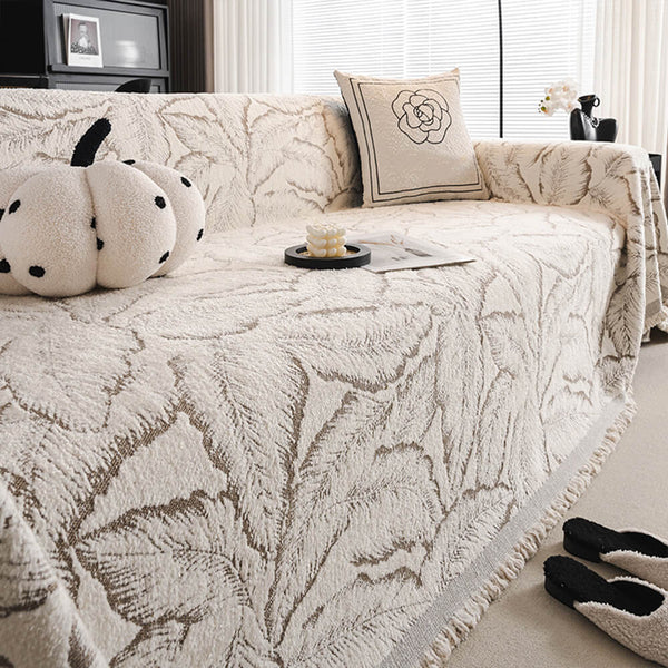 Palm Leaf Print Thickened Sofa Protection Multi-Purpose Throw Couch Cover