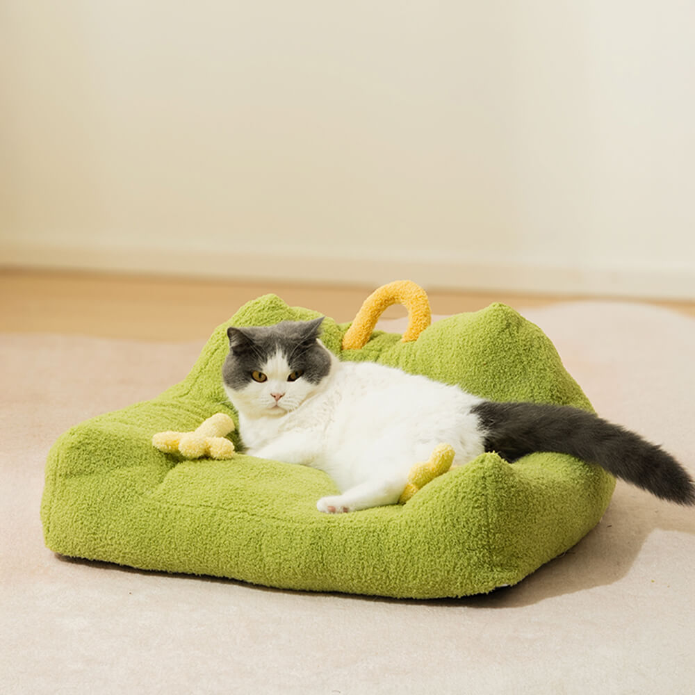 Soft Plush Monster Design Elevated Dog & Cat Sofa Bed