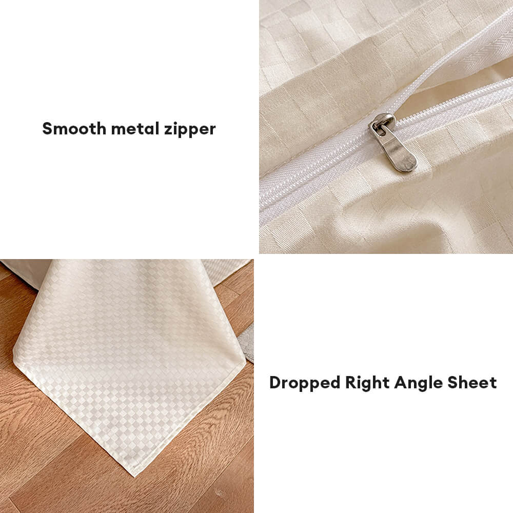 Luxurious Checkerboard Smooth Cotton Sateen Bed Sheet Set