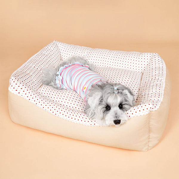 All-Season Cozy Washable Floral Cotton Dog & Cat Bed