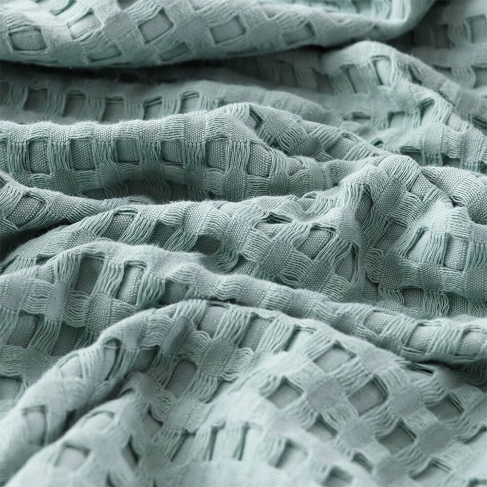 All-Season Lightweight Breathable Cotton Waffle Throw Blanket for Pets & People