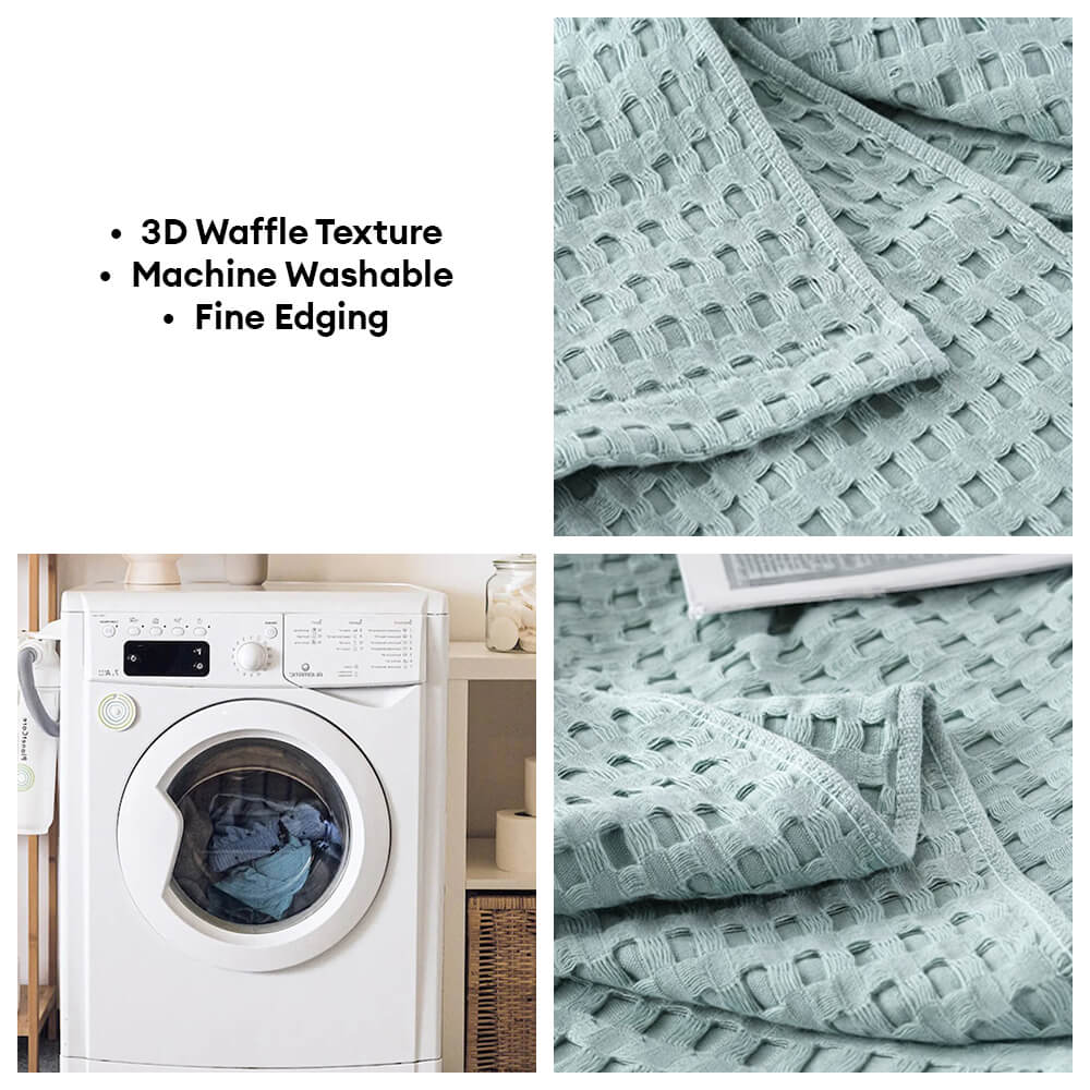 All-Season Lightweight Breathable Cotton Waffle Throw Blanket for Pets & People