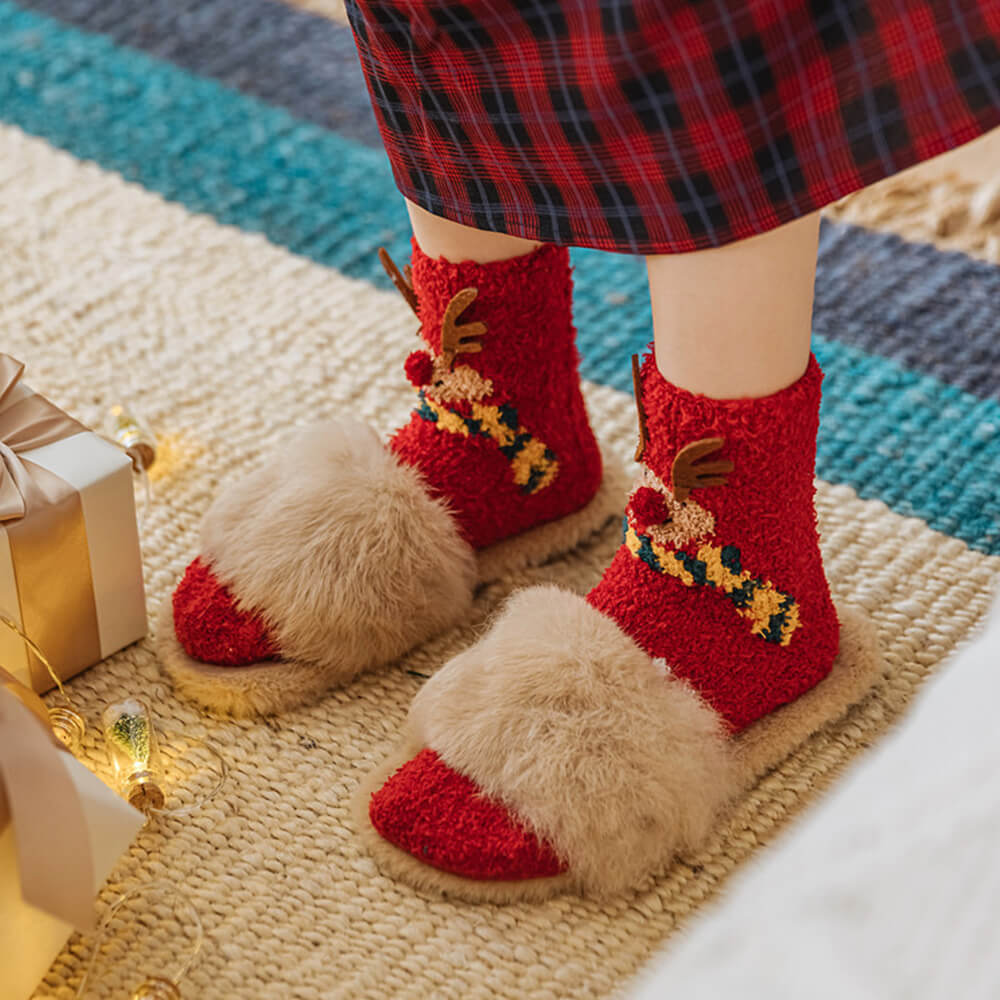 Christmas Santa Claus Knitted Scarf Matching Socks For Pet And Owner