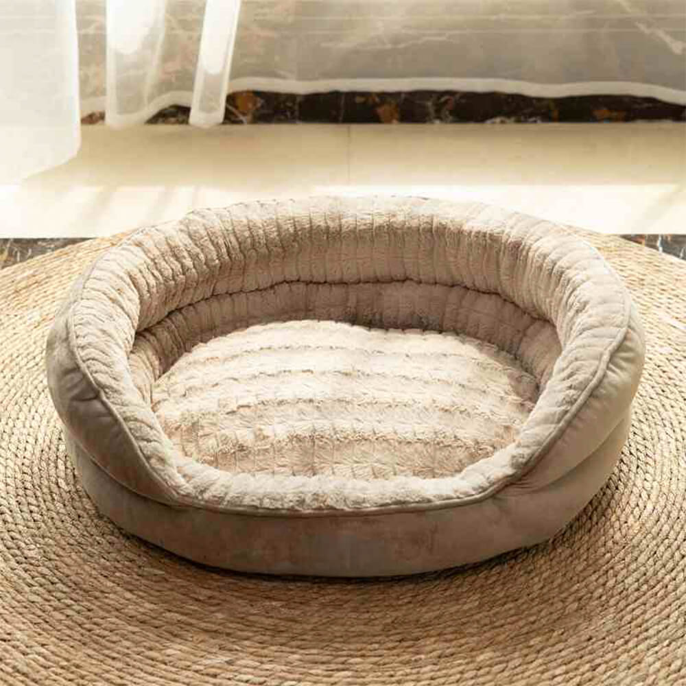 Plush Comfort Round Supportive Bolster Dog & Cat Bed