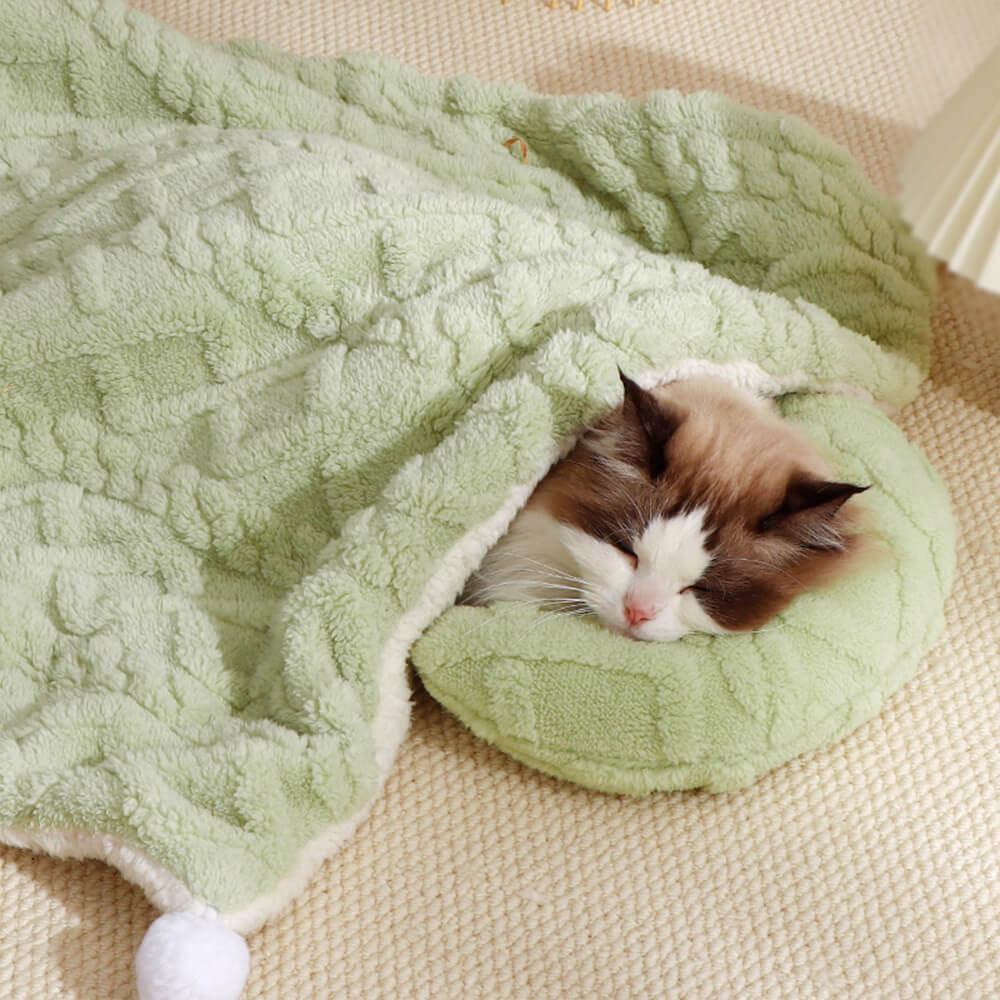 Double-Sided Cozy Anti-Static Dog & Cat Blanket With Neck Support Pillow