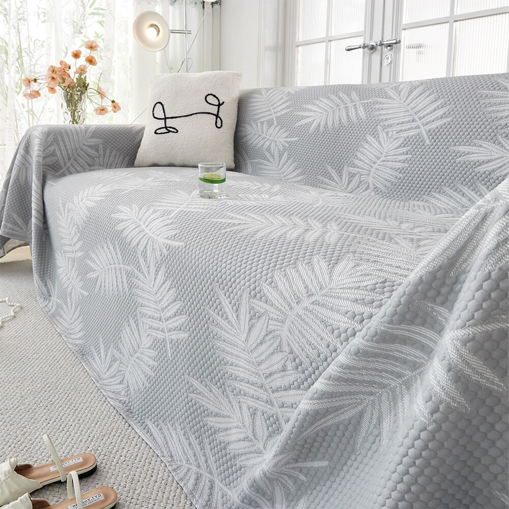 Elegant Willow Leaf Pattern Ice Silk Cooling Couch Cover