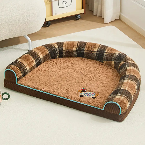 Faux Lambswool U-Shaped Removable Washable Orthopedic Pet Bed